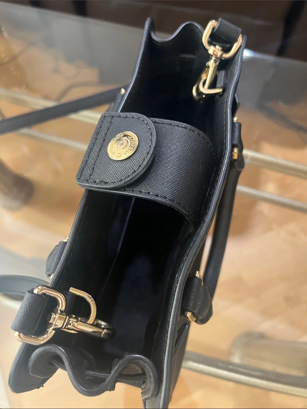 Michael Kors Black Saffiano Top-Handle Satchel with Crossbody Strap